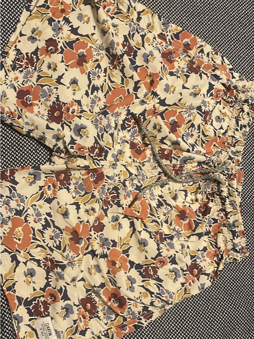 Katin Men's Floral Drawstring Swim Trunks — Cream, Rust & Navy